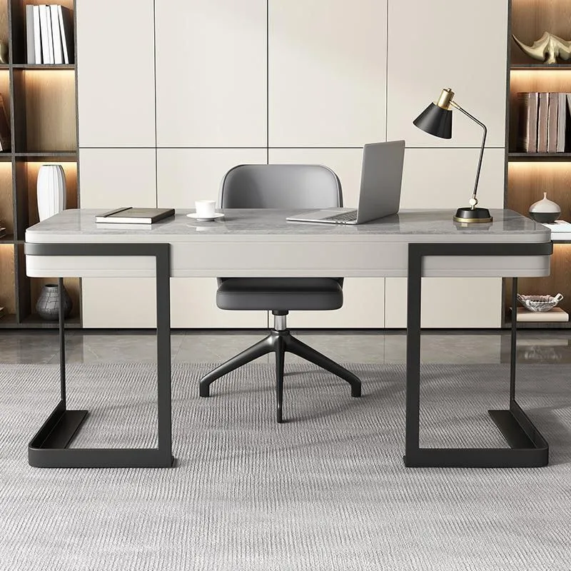 Bureau de bureau industriel rectangulaire de 29,5 po de hauteur avec 2 tiroirs de rangement Clearhalo