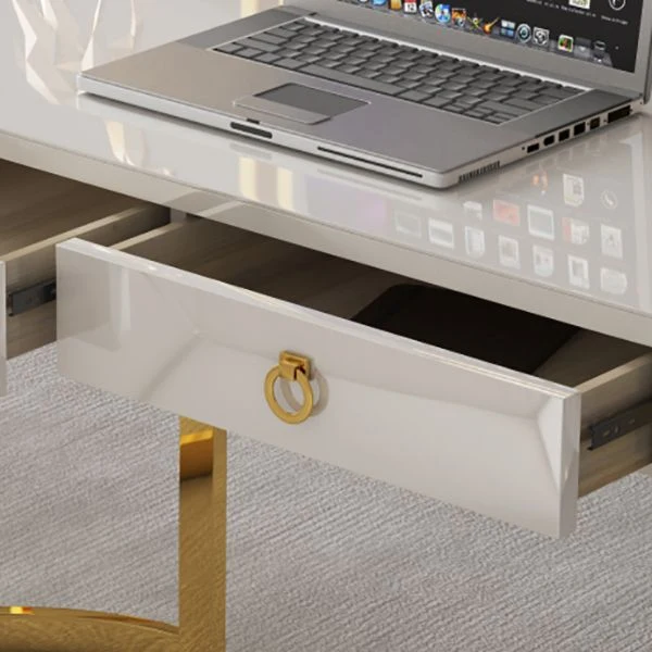 Bureau de bureau en marbre Glam avec base en métal doré pour bureau d'écriture à domicile Clearhalo
