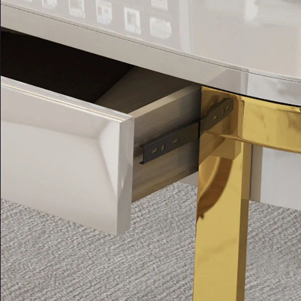 Bureau de bureau en marbre Glam avec base en métal doré pour bureau d'écriture à domicile Clearhalo
