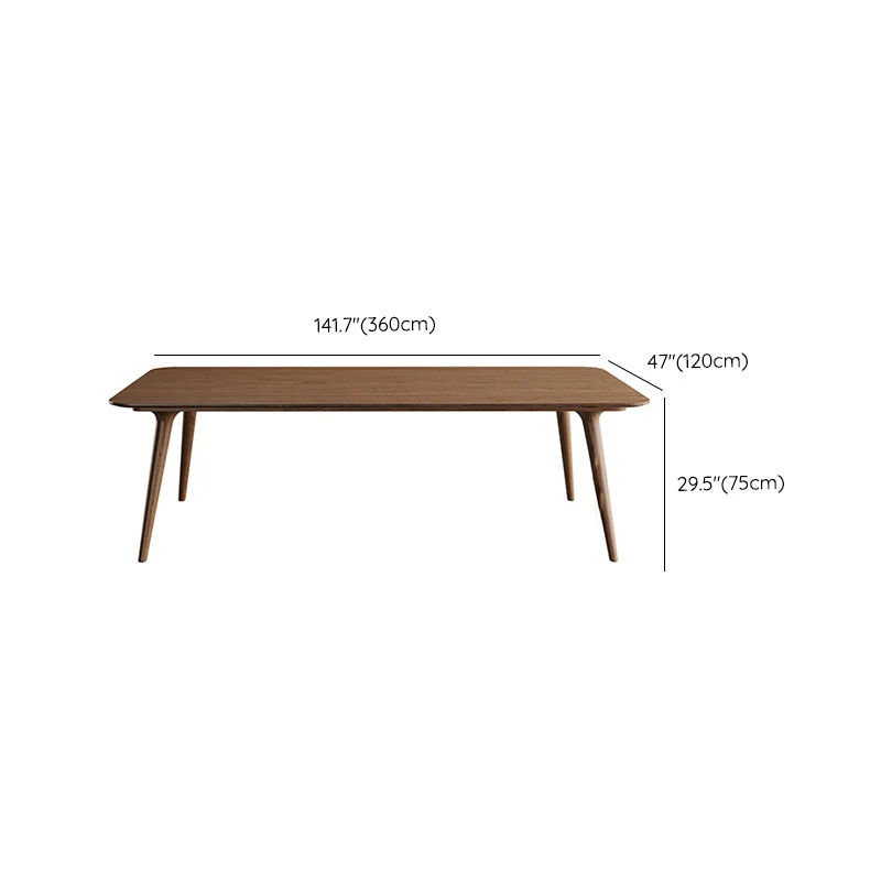 Bureau de bureau marron de forme rectangulaire en bois massif avec 4 pieds Clearhalo