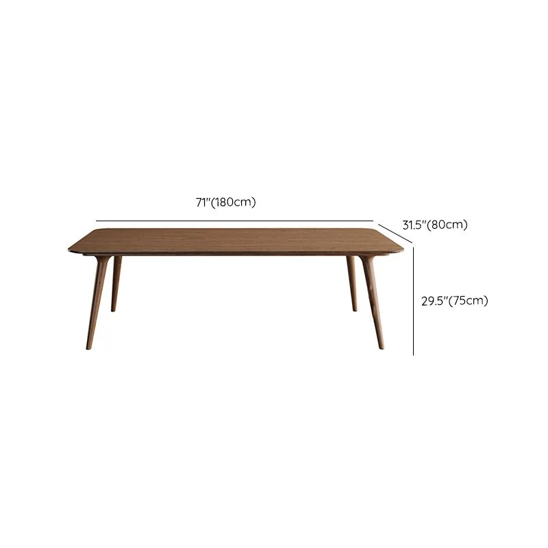 Bureau de bureau marron de forme rectangulaire en bois massif avec 4 pieds Clearhalo