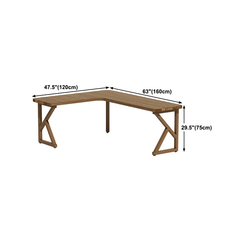 Bureau de bureau minimaliste moderne en forme de L de 29,6 po de hauteur, bureau d'écriture marron pour la maison et le bu...