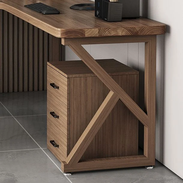 Bureau de bureau minimaliste moderne en forme de L de 29,6 po de hauteur, bureau d'écriture marron pour la maison et le bu...