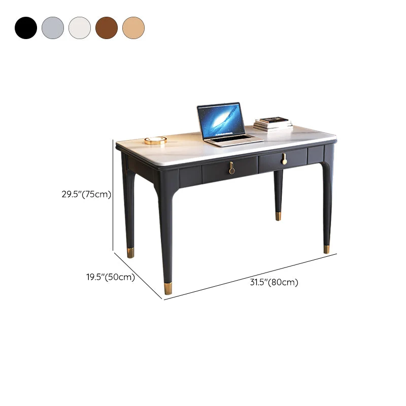 Bureau de bureau moderne avec plateau en pierre, bureau d'écriture rectangulaire à 4 pieds Clearhalo