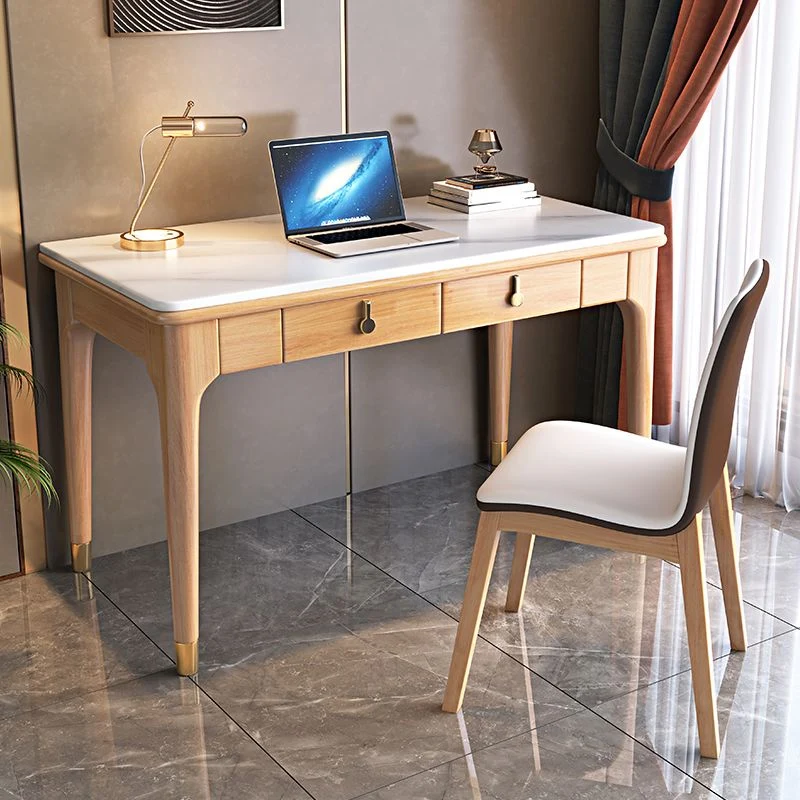 Bureau de bureau moderne avec plateau en pierre, bureau d'écriture rectangulaire à 4 pieds Clearhalo