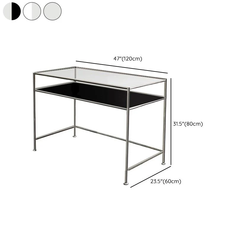 Bureau de bureau moderne avec plateau en verre, bureau d'écriture rectangulaire de 23,62 po de large Clearhalo