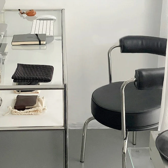 Bureau de bureau moderne avec plateau en verre, bureau d'écriture rectangulaire de 23,62 po de large Clearhalo