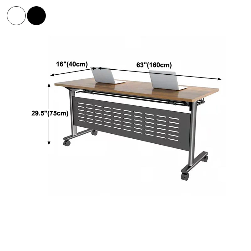Bureau de bureau moderne en bois avec roulettes, bureau d'écriture rectangulaire pour le bureau Clearhalo