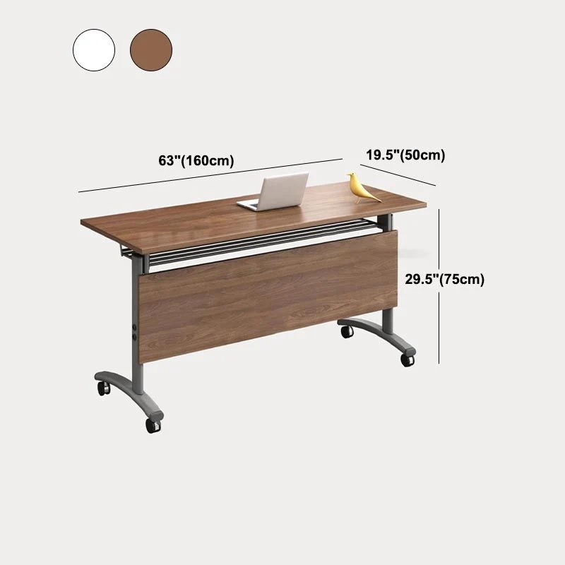 Bureau de bureau moderne en bois avec roulettes, bureau d'écriture rectangulaire pour la maison Clearhalo