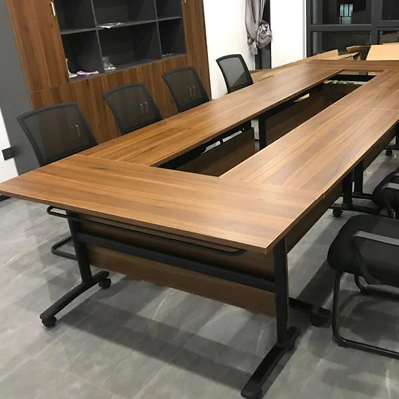 Bureau de bureau moderne en bois avec roulettes, bureau d'écriture rectangulaire pour la maison Clearhalo