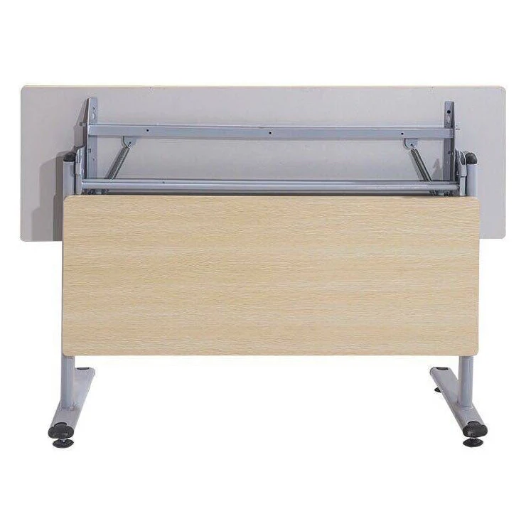 Bureau de bureau moderne en bois, bureau d'écriture rectangulaire pliable marron pour la maison Clearhalo