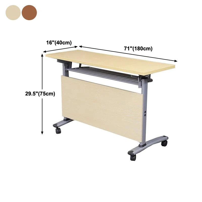 Bureau de bureau moderne en bois, bureau d'écriture rectangulaire pliable marron pour la maison Clearhalo