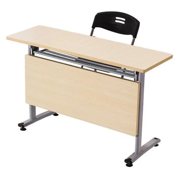 Bureau de bureau moderne en bois, bureau d'écriture rectangulaire pliable marron pour la maison Clearhalo