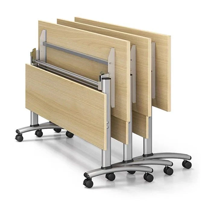 Bureau de bureau moderne en bois, bureau d'écriture rectangulaire pliable marron pour la maison Clearhalo