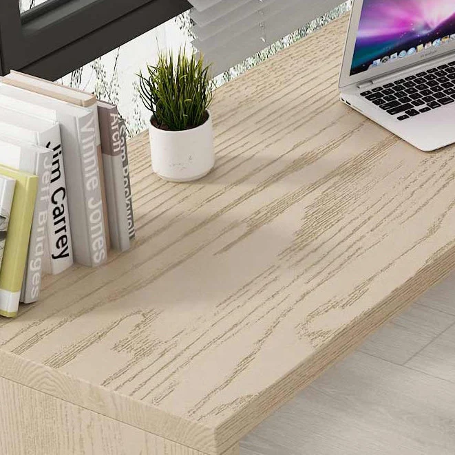 Bureau de bureau moderne en bois, bureau d'écriture en forme de L, naturel Clearhalo