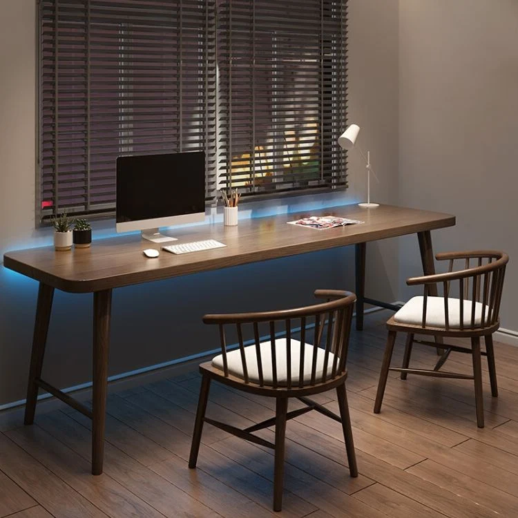 Bureau de bureau moderne en bois massif, bureau rectangulaire de 29,53 po de hauteur avec base en forme de H Clearhalo