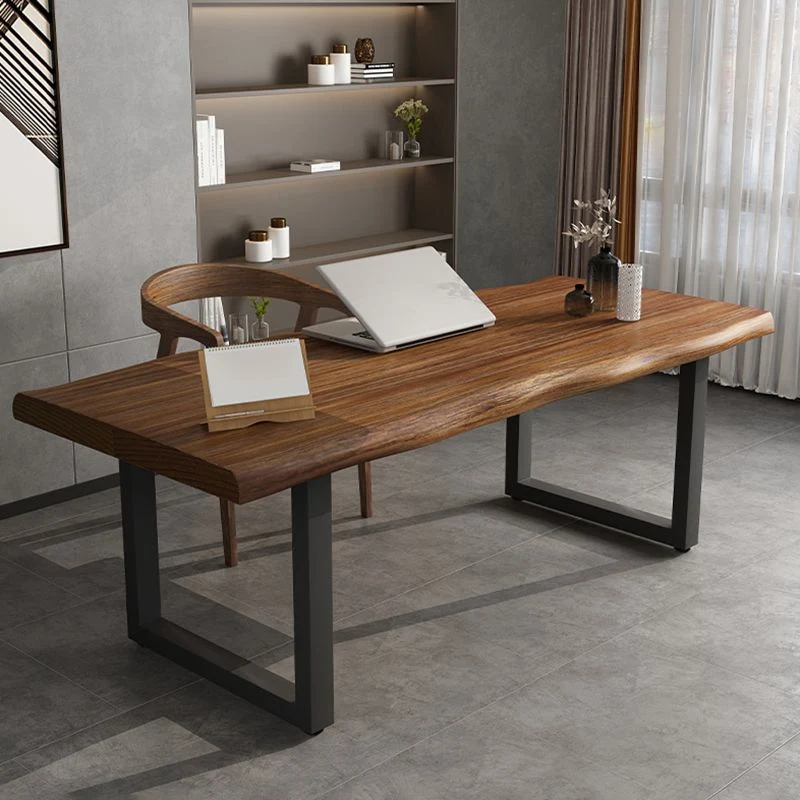 Bureau de bureau moderne en bois massif, bureau d'écriture de 29,53 pouces de haut avec base luge Clearhalo