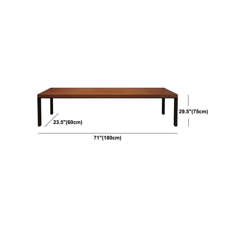 Bureau de bureau moderne en bois massif, bureau d'écriture rectangulaire en marron Clearhalo