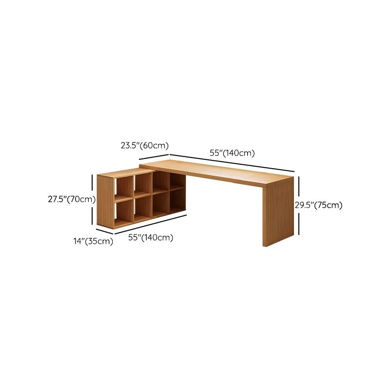 Bureau de bureau moderne en bois massif, bureau d'écriture en forme de L pour le bureau Clearhalo
