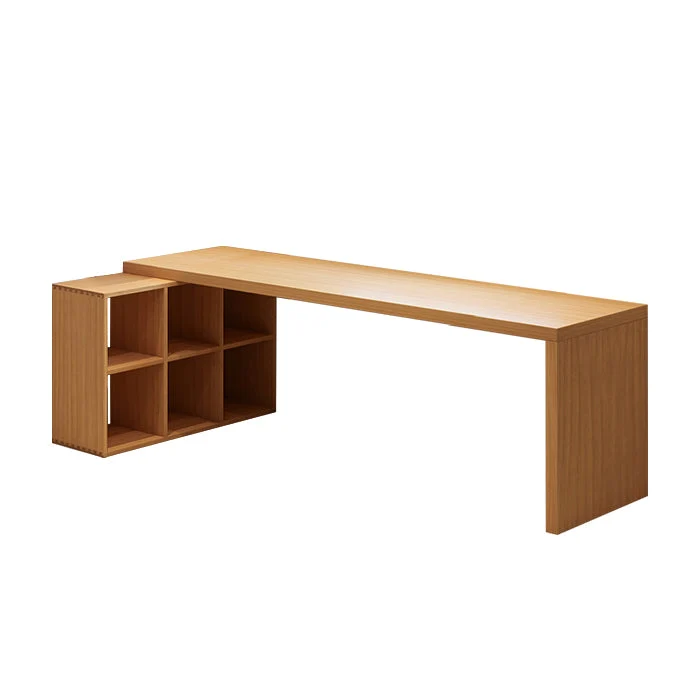 Bureau de bureau moderne en bois massif, bureau d'écriture en forme de L pour le bureau Clearhalo