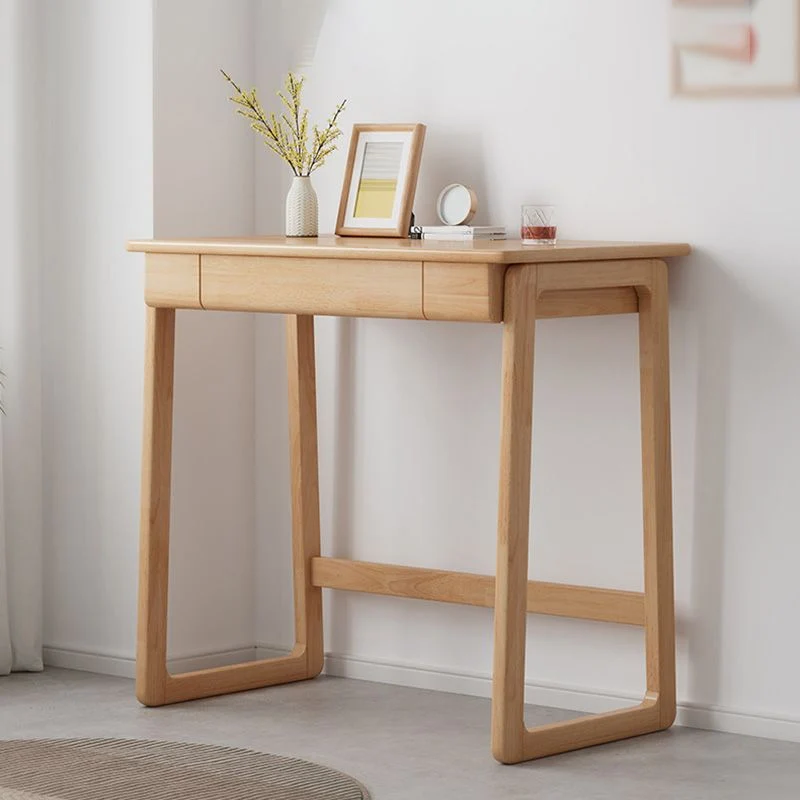 Bureau de bureau moderne en bois massif, bureau incurvé de 30 po de hauteur avec 1 tiroir Clearhalo