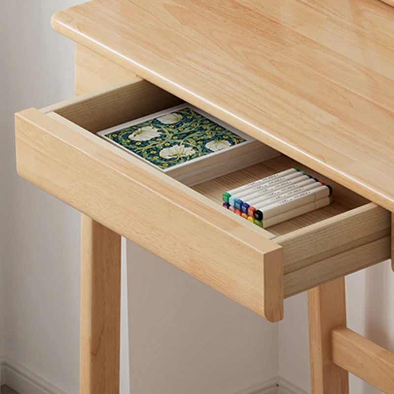 Bureau de bureau moderne en bois massif, bureau incurvé de 30 po de hauteur avec 1 tiroir Clearhalo