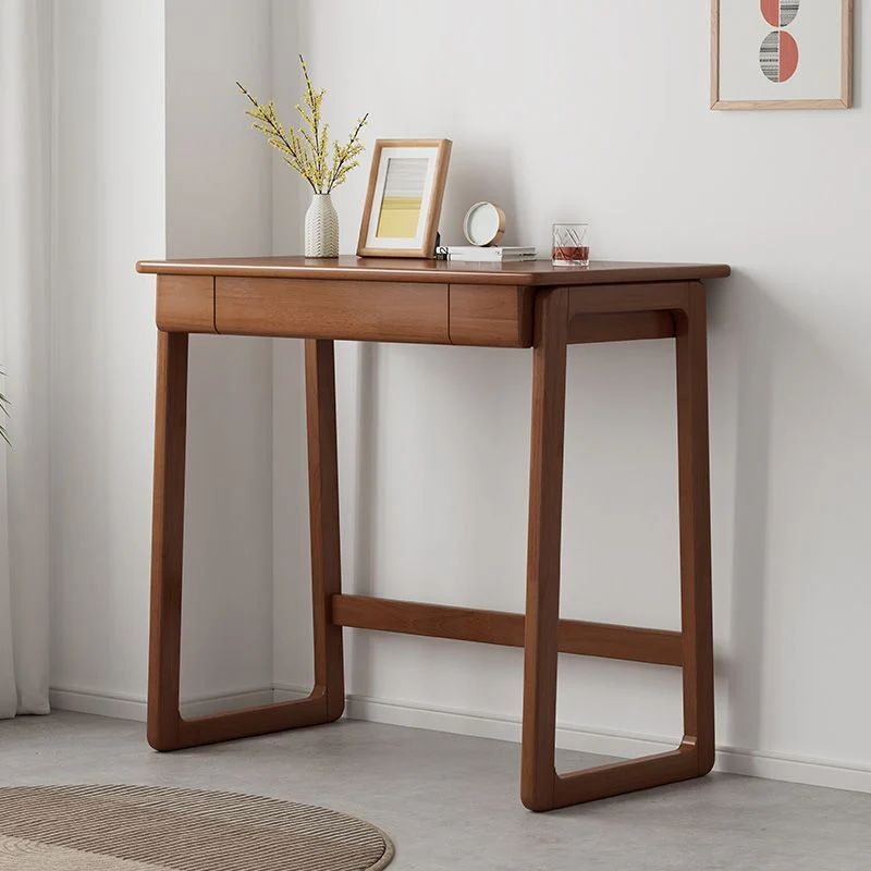 Bureau de bureau moderne en bois massif, bureau incurvé de 30 po de hauteur avec 1 tiroir Clearhalo