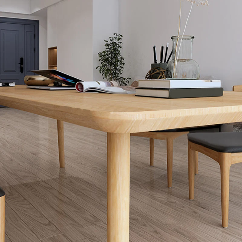 Bureau de bureau moderne en bois massif, bureau d'écriture incurvé de 29,53 po de hauteur Clearhalo
