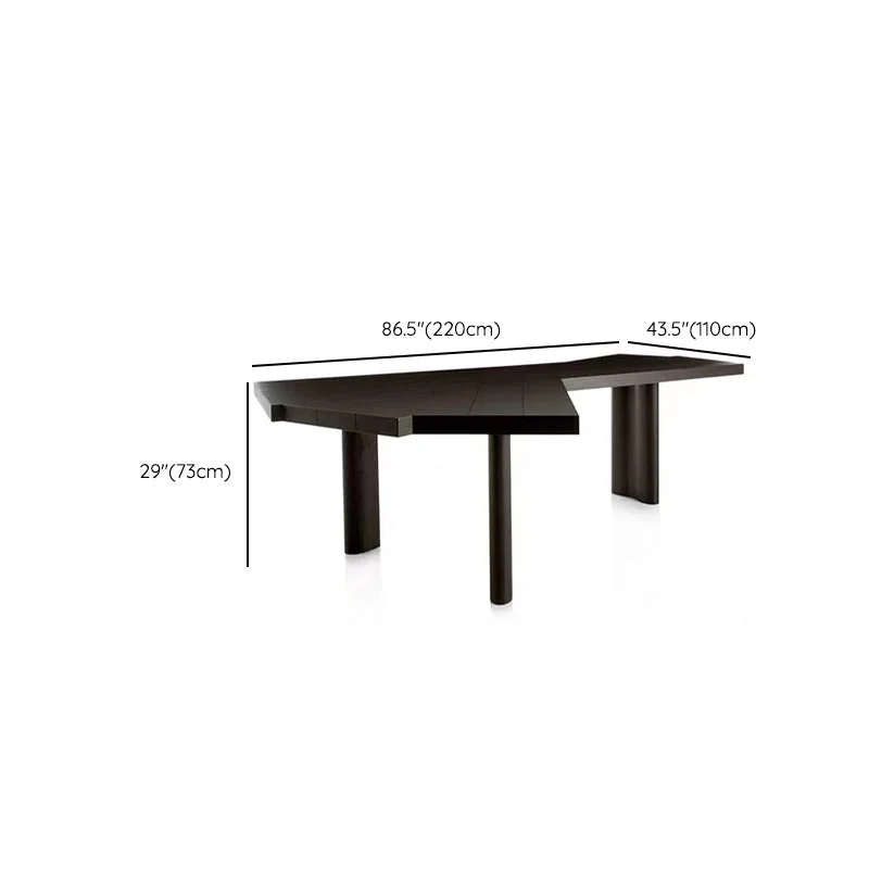 Bureau de bureau moderne en bois massif, bureau d'écriture noir de 28,74 po de haut Clearhalo