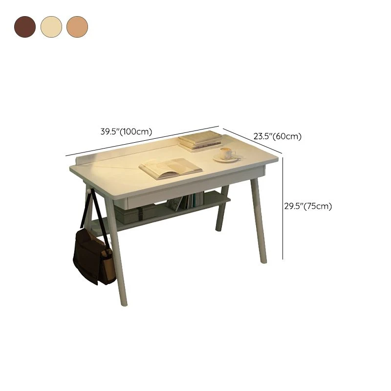 Bureau de bureau moderne en bois massif, bureau d'écriture de 29,5 pouces de hauteur Clearhalo