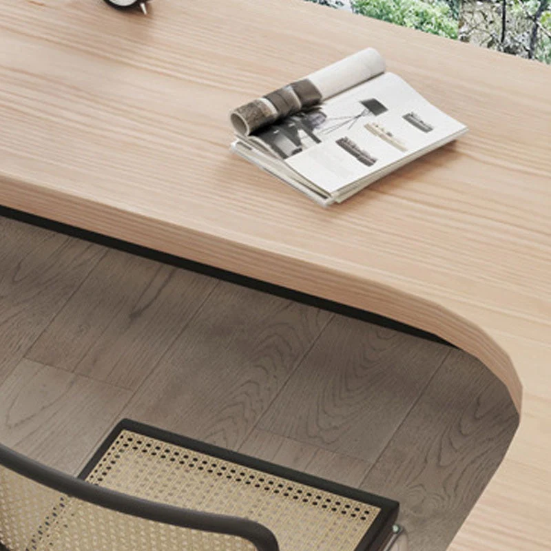 Bureau de bureau moderne en forme de L en bois massif, bureau d'écriture d'angle pour la maison Clearhalo
