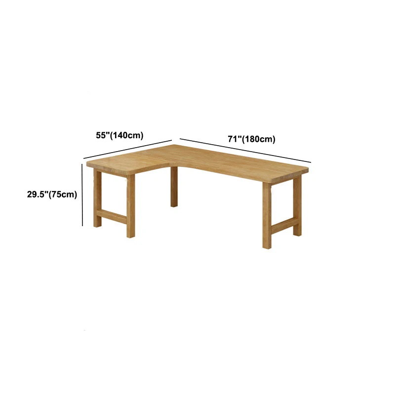 Bureau de bureau moderne en forme de L, 30 pouces de hauteur, bureau d'écriture en bois massif naturel Clearhalo