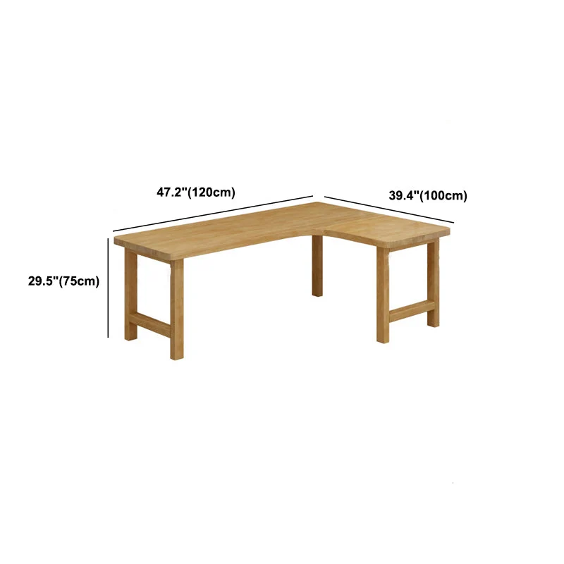 Bureau de bureau moderne en forme de L, 30 pouces de hauteur, bureau d'écriture en bois massif naturel Clearhalo