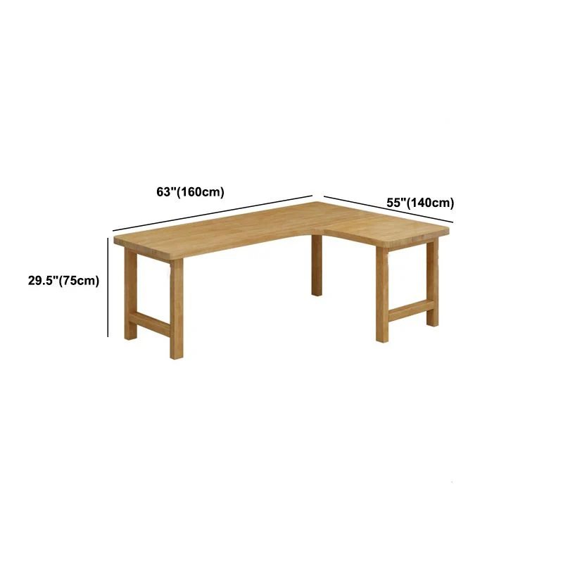 Bureau de bureau moderne en forme de L, 30 pouces de hauteur, bureau d'écriture en bois massif naturel Clearhalo