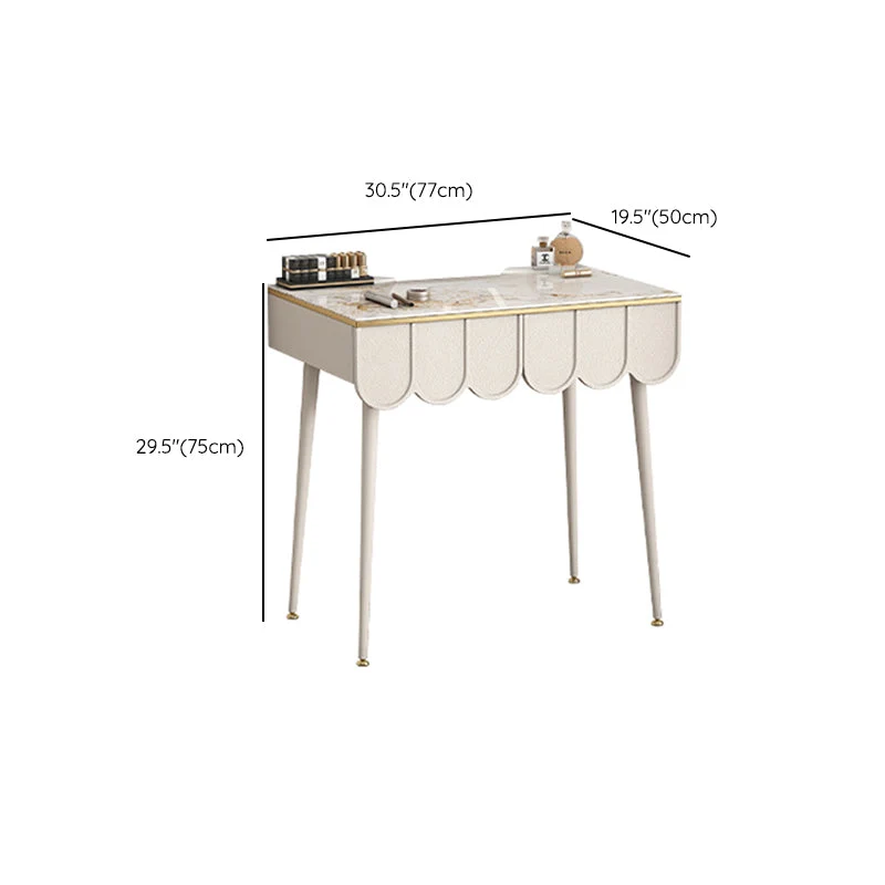 Bureau de bureau moderne de forme rectangulaire, bureau d'écriture en pierre blanc Clearhalo