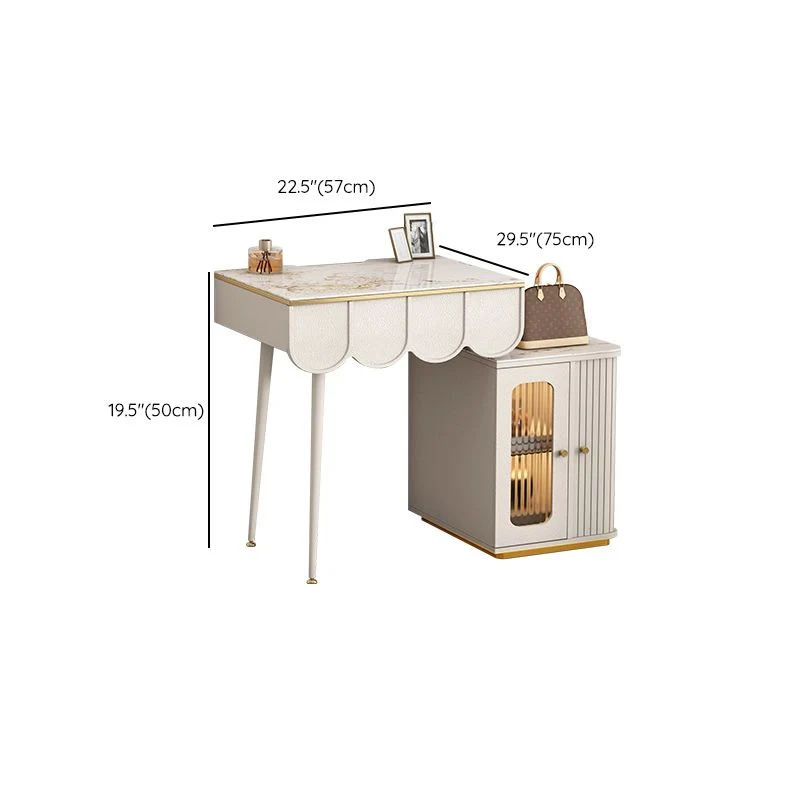 Bureau de bureau moderne de forme rectangulaire, bureau d'écriture en pierre blanc Clearhalo
