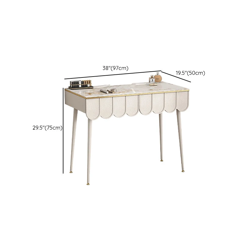 Bureau de bureau moderne de forme rectangulaire, bureau d'écriture en pierre blanc Clearhalo