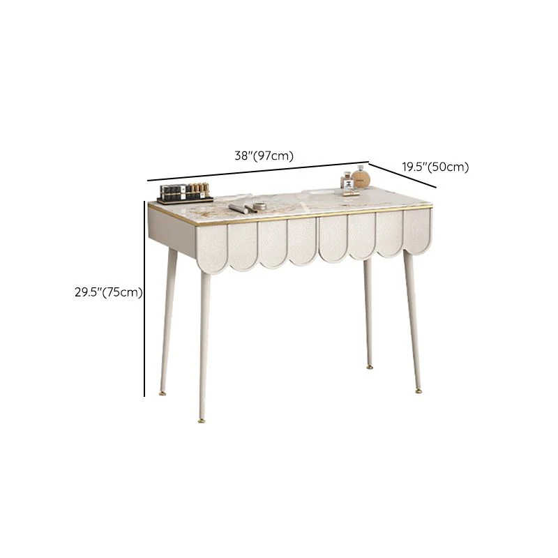 Bureau de bureau moderne de forme rectangulaire, bureau d'écriture en pierre blanc Clearhalo