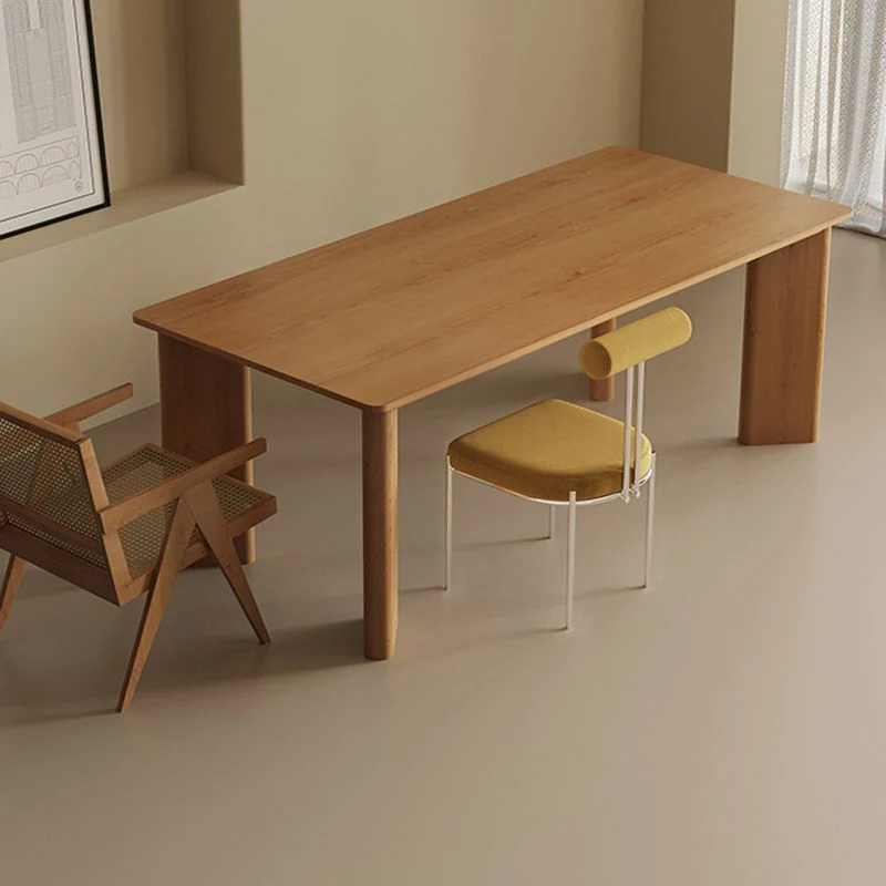 Bureau de bureau moderne de forme rectangulaire, bureau d'écriture en bois naturel Clearhalo