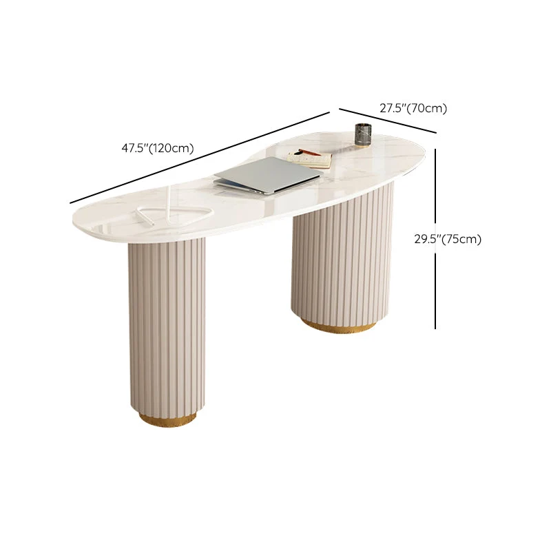 Bureau de bureau moderne en pierre de 29,53 po de haut avec 3 tiroirs Clearhalo