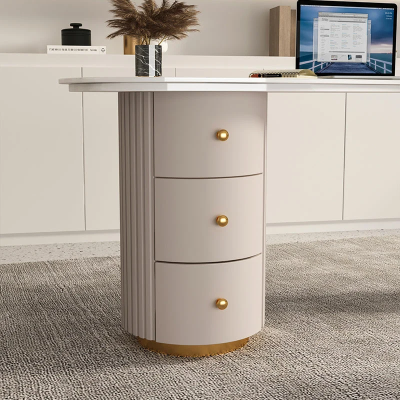 Bureau de bureau moderne en pierre de 29,53 po de haut avec 3 tiroirs Clearhalo