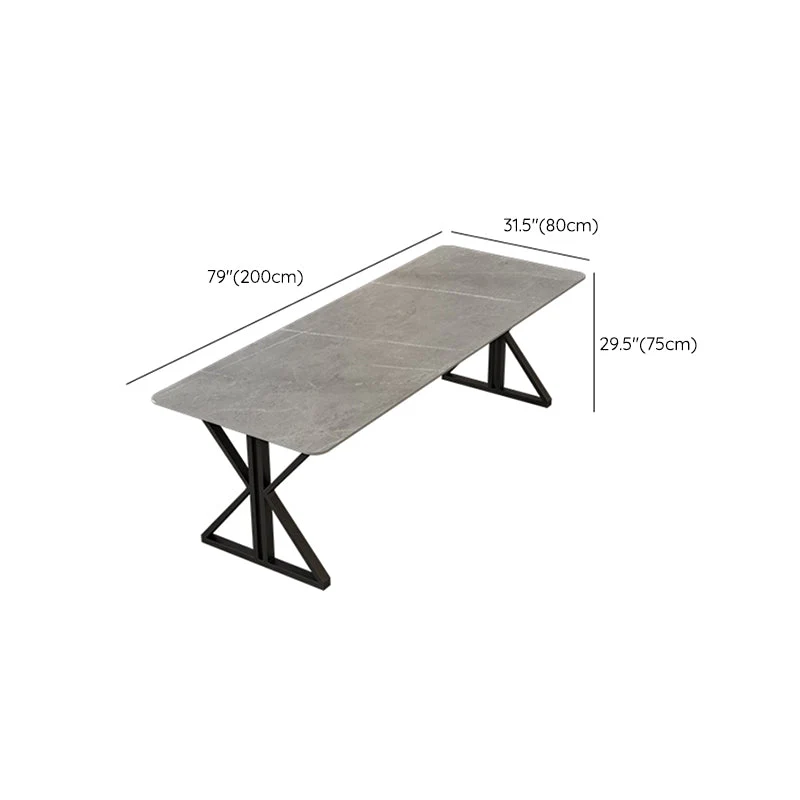 Bureau de bureau moderne en pierre rectangulaire avec base en métal pour bureau Clearhalo