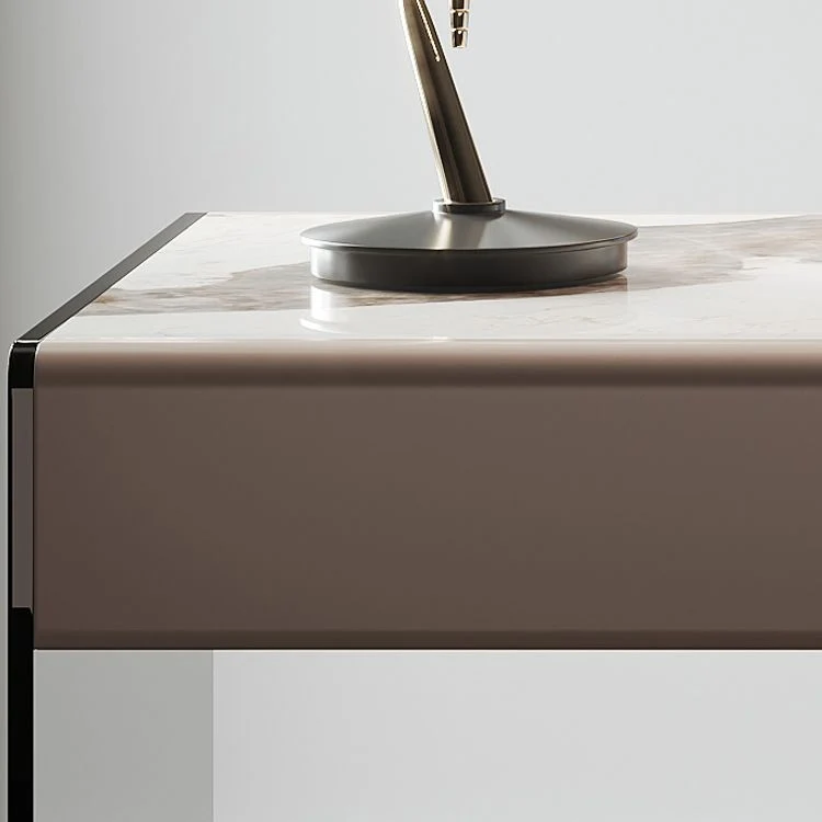 Bureau de bureau moderne à 3 tiroirs, bureau rectangulaire de 23,62 po avec base en verre Clearhalo