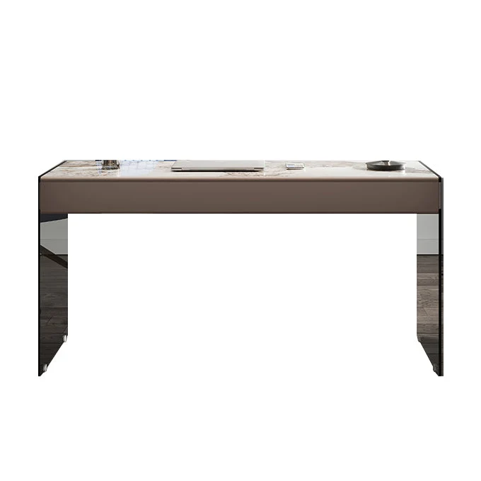 Bureau de bureau moderne à 3 tiroirs, bureau rectangulaire de 23,62 po avec base en verre Clearhalo