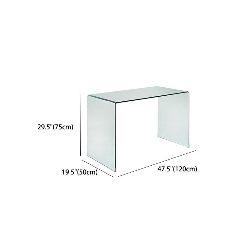 Bureau de bureau moderne en verre, bureau rectangulaire en noir et blanc Clearhalo