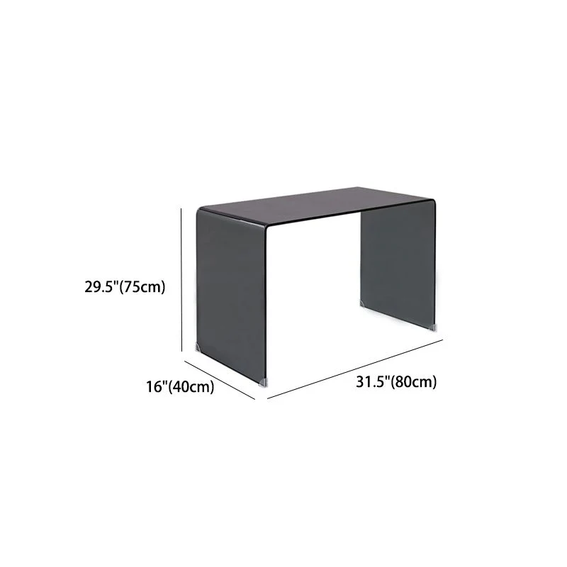 Bureau de bureau moderne en verre, bureau rectangulaire en noir et blanc Clearhalo