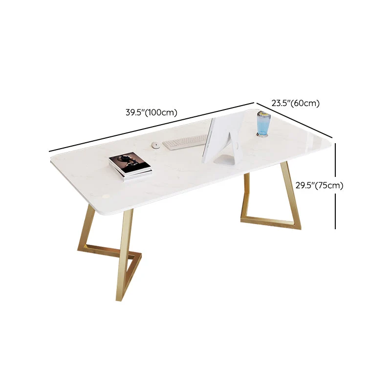 Bureau de bureau en métal Glam Bureau d'écriture rectangulaire doré pour le bureau Clearhalo