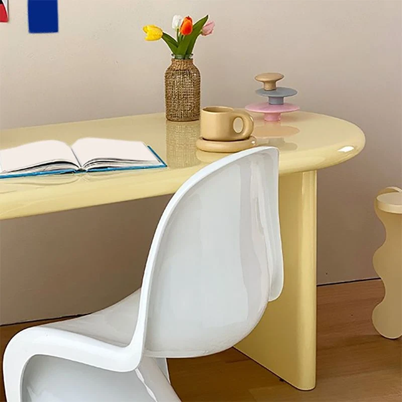 Bureau de bureau ovale contemporain en bois massif, bureau d'écriture pour la maison Clearhalo