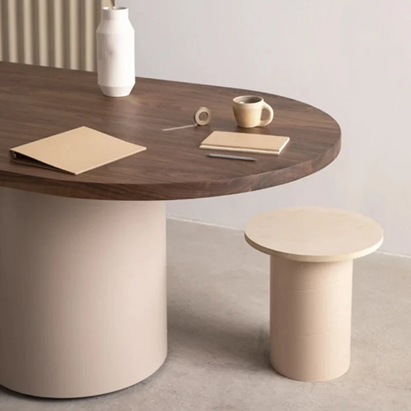 Bureau de bureau ovale moderne en bois, bureau de conférence à 2 pieds pour le bureau Clearhalo