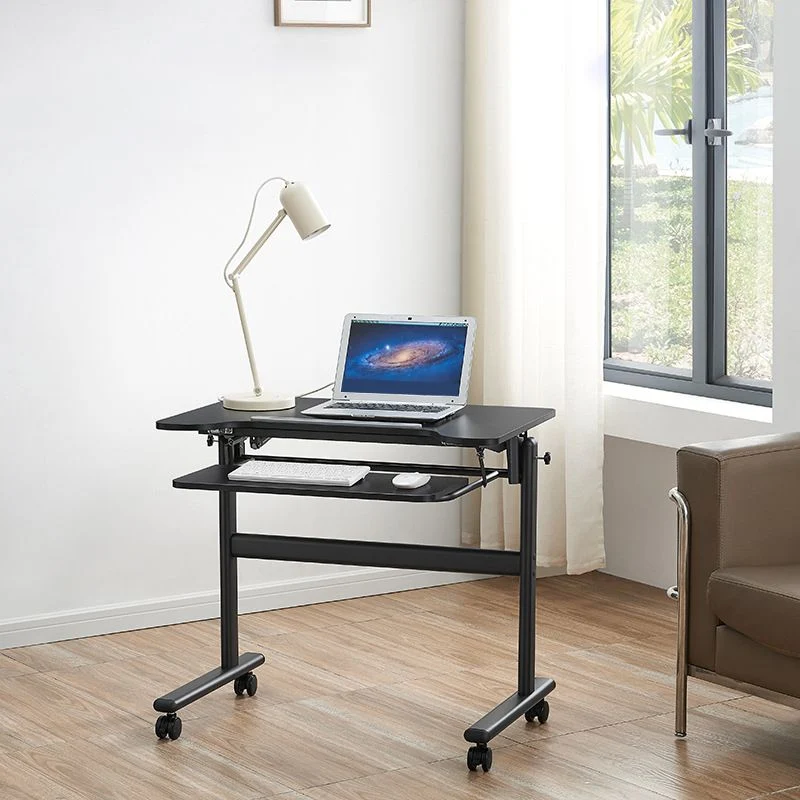 Bureau de bureau à piédestal pliant, bureau d'écriture contemporain avec roulettes Clearhalo